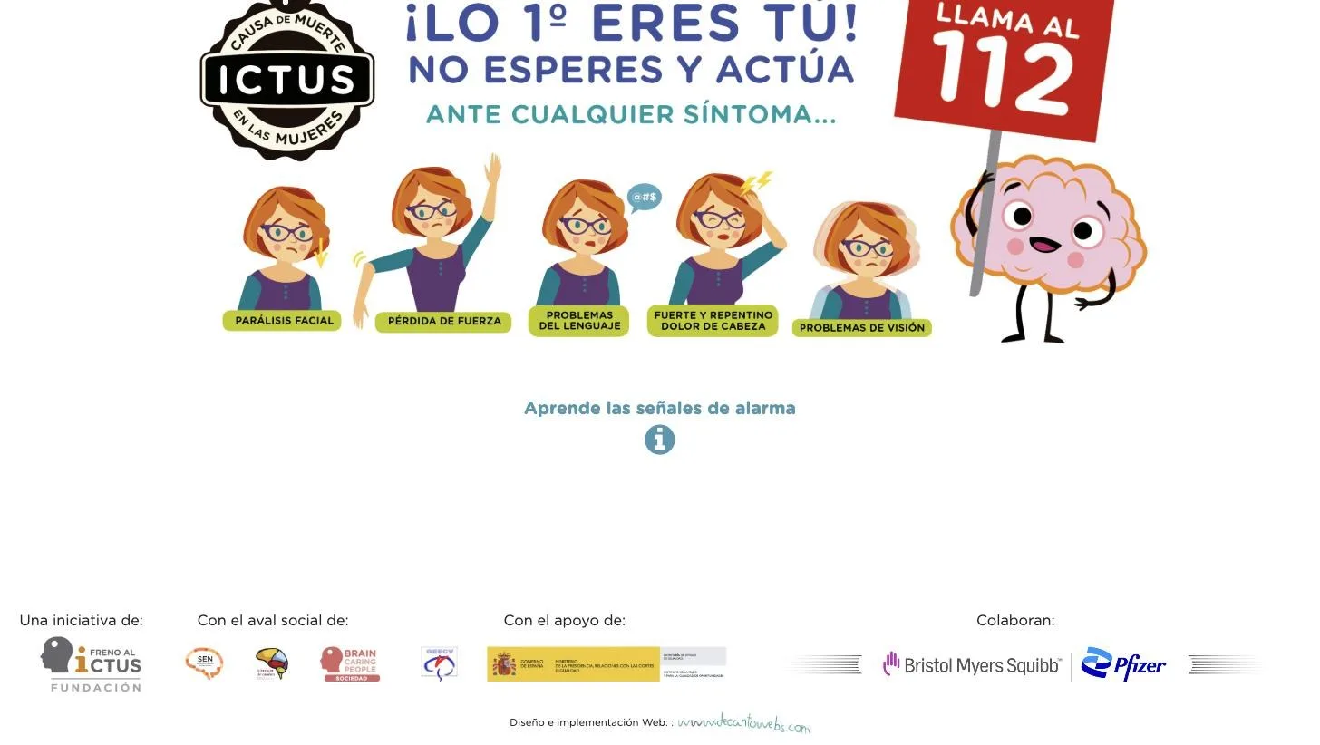 Infografía de síntomas con el 112 y bloque de avales y patrocinadores