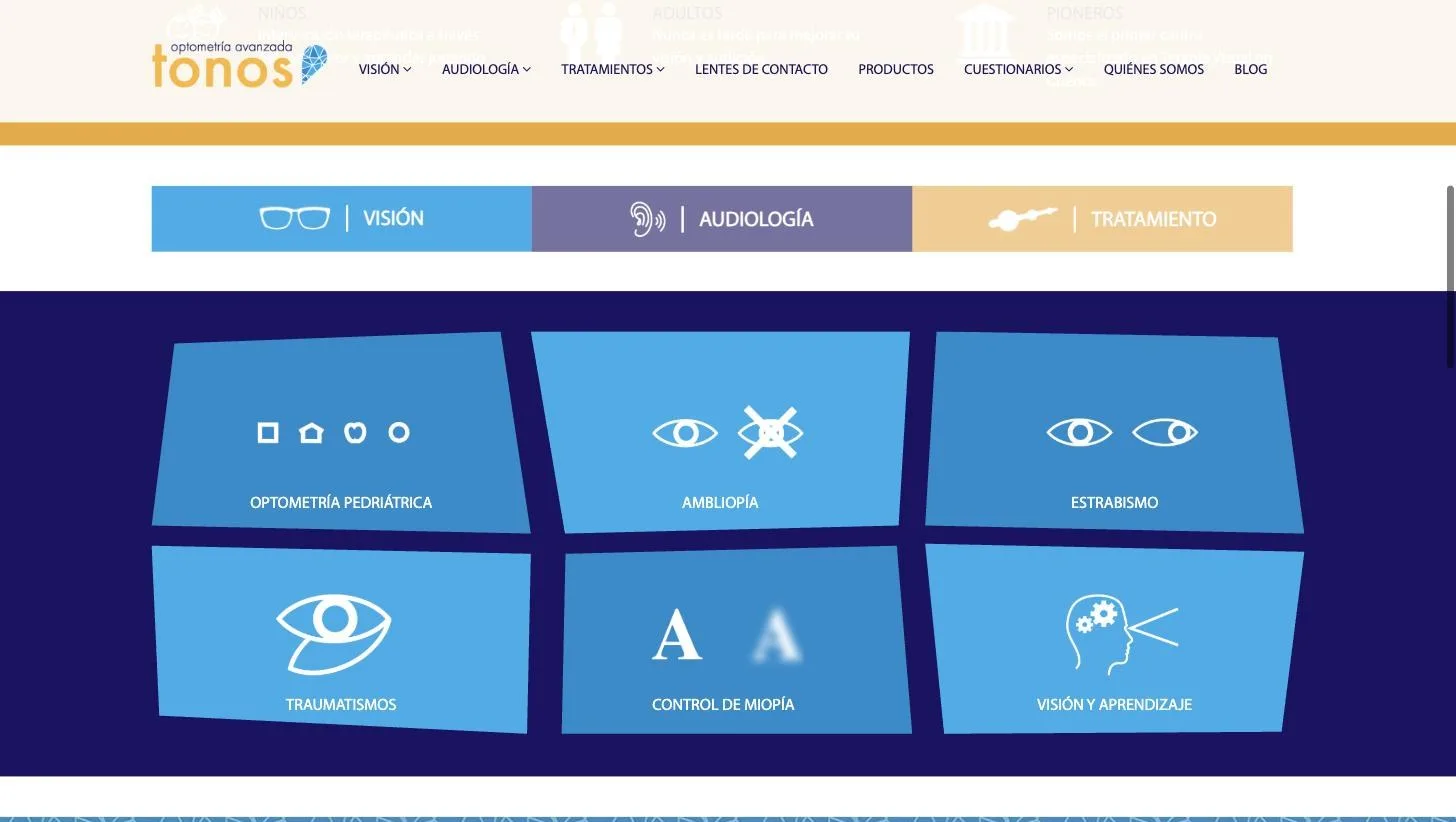Selector de visión, audiología y tratamiento con las especialidades de visión
