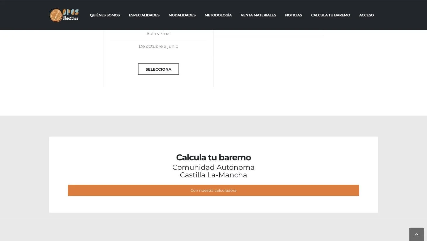 Bloque «Calcula tu baremo» en la portada
