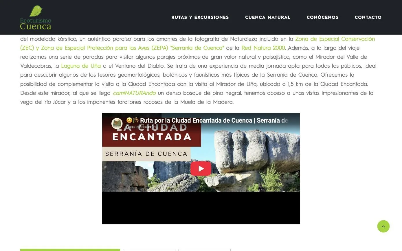 Ficha de la Ciudad Encantada con descripción y vídeo integrado