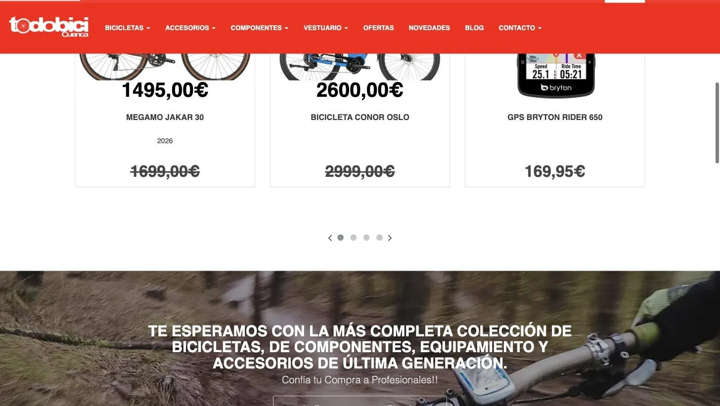 Carrusel de novedades con precio de oferta y precio anterior