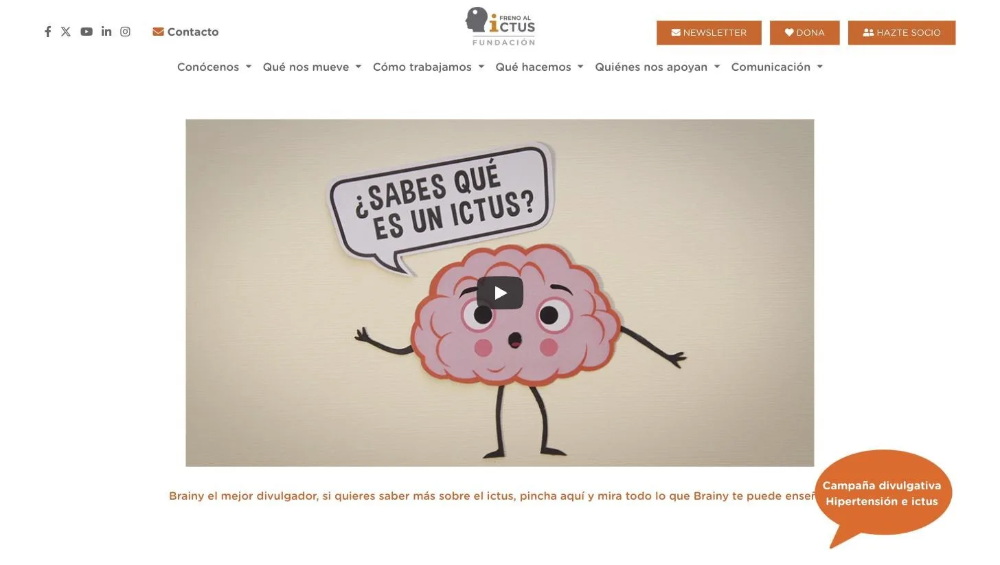Bloque divulgativo «¿Sabes qué es un ictus?» con vídeo integrado