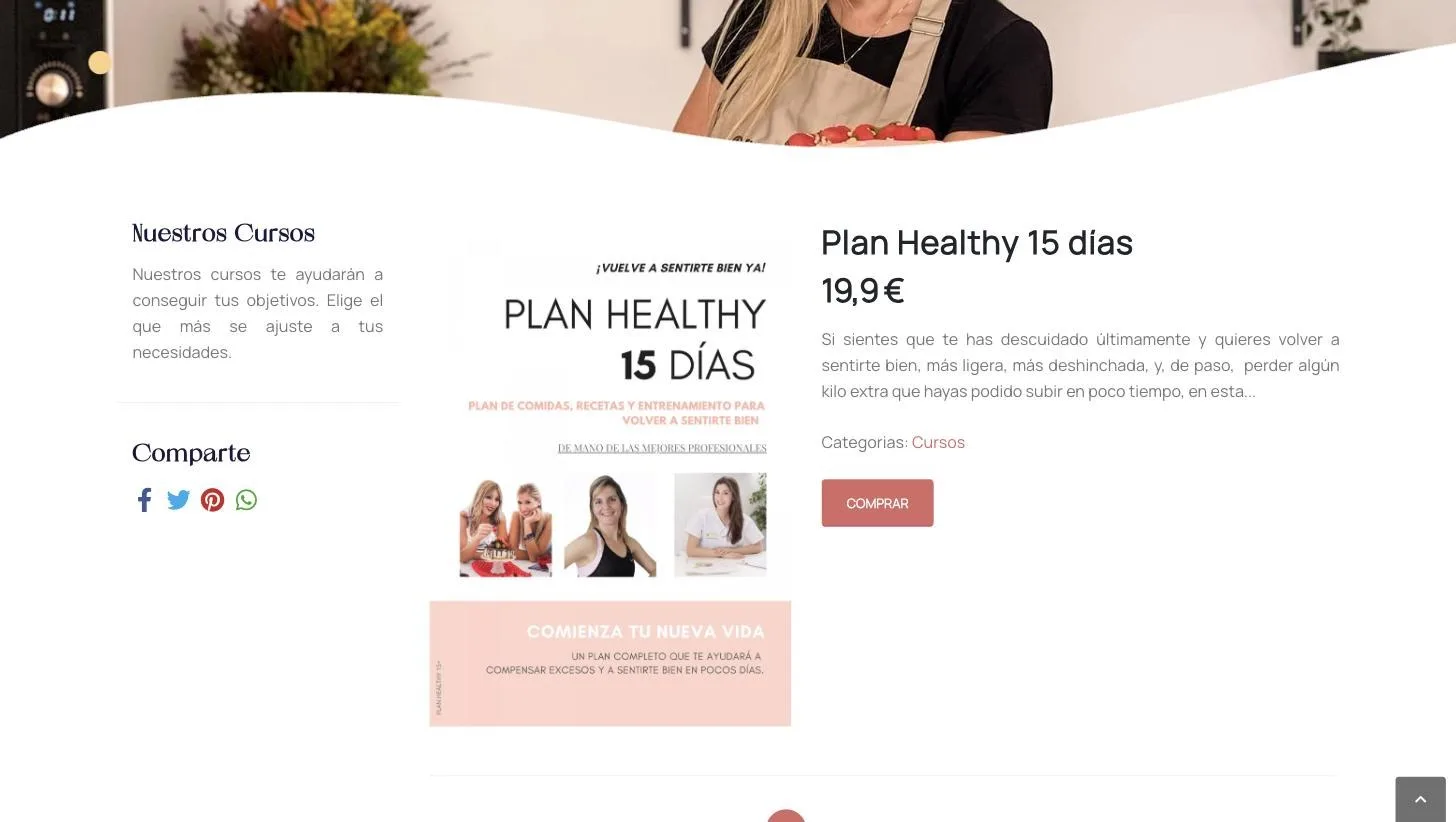 Catálogo de cursos con precio y llamada a la compra