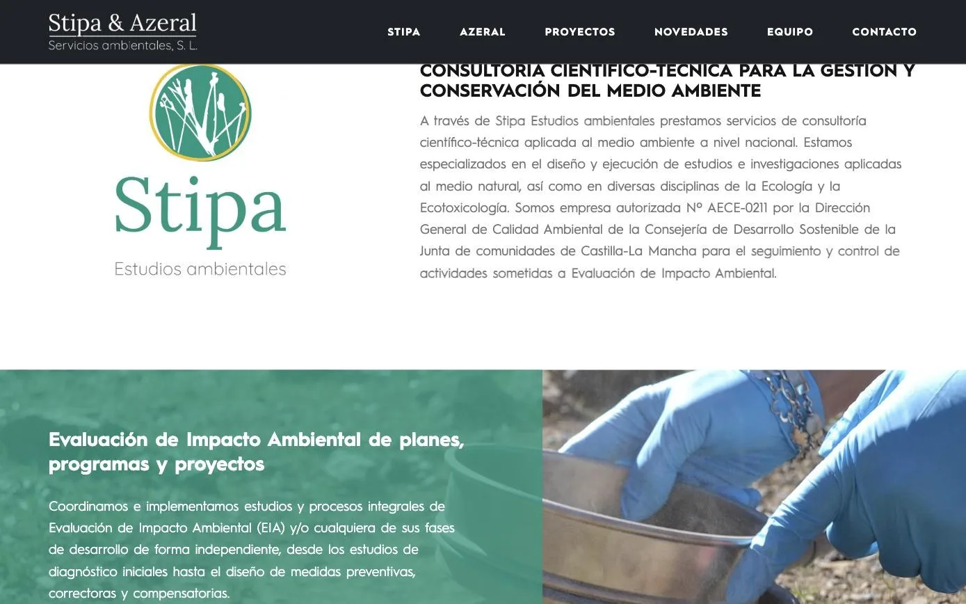 Sección de Stipa con su identidad propia y los servicios de consultoría