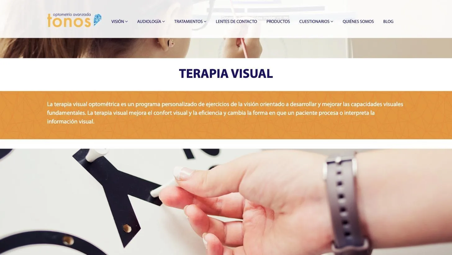Página de tratamiento de terapia visual optométrica