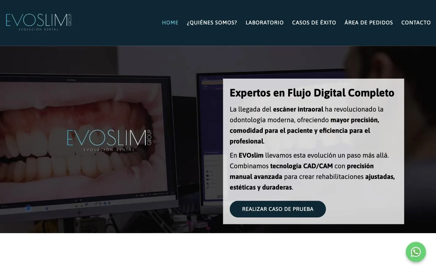 Portada de evoslim.es con el mensaje de flujo digital completo