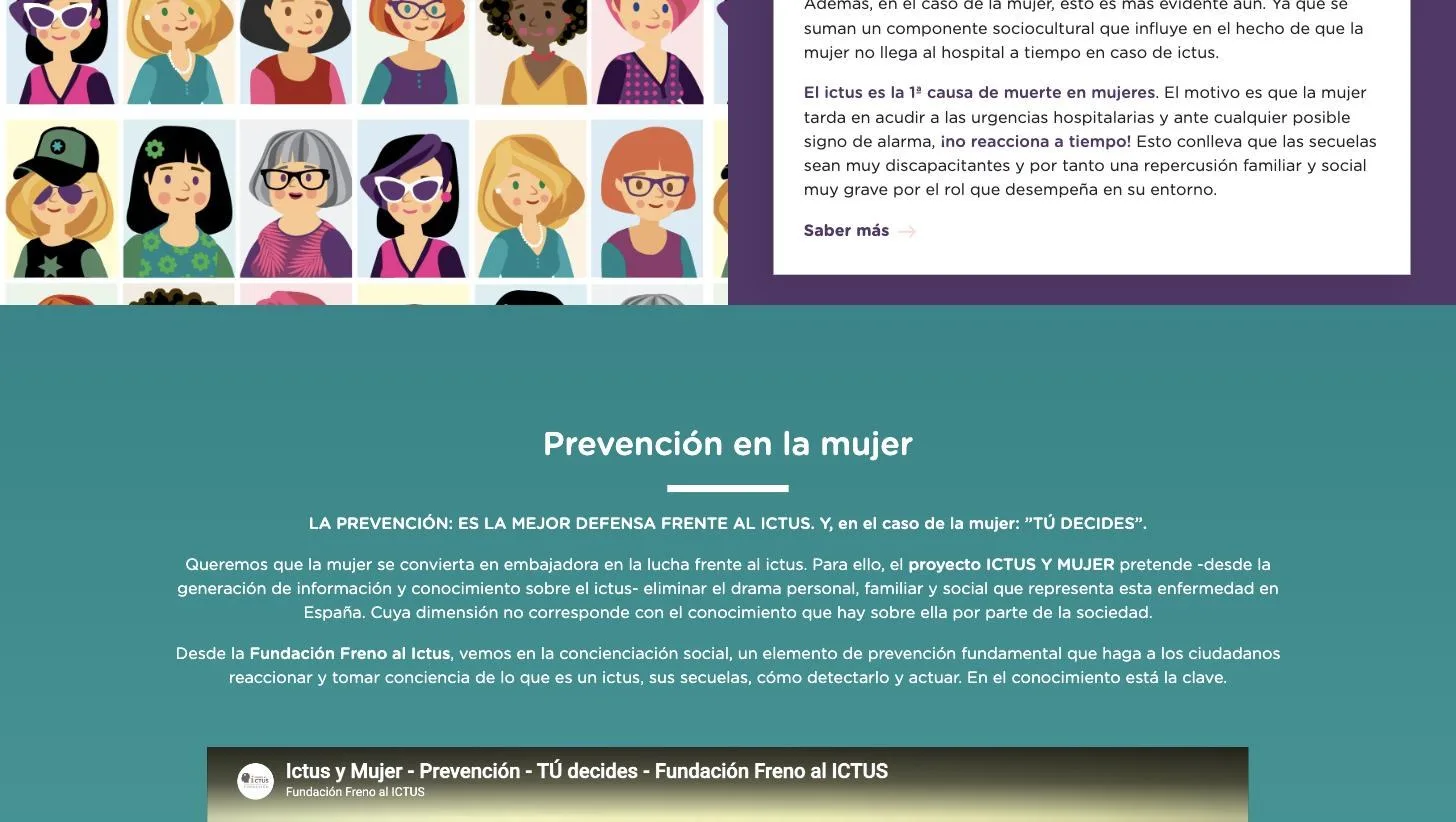 Sección de prevención con la ilustración de rostros del programa