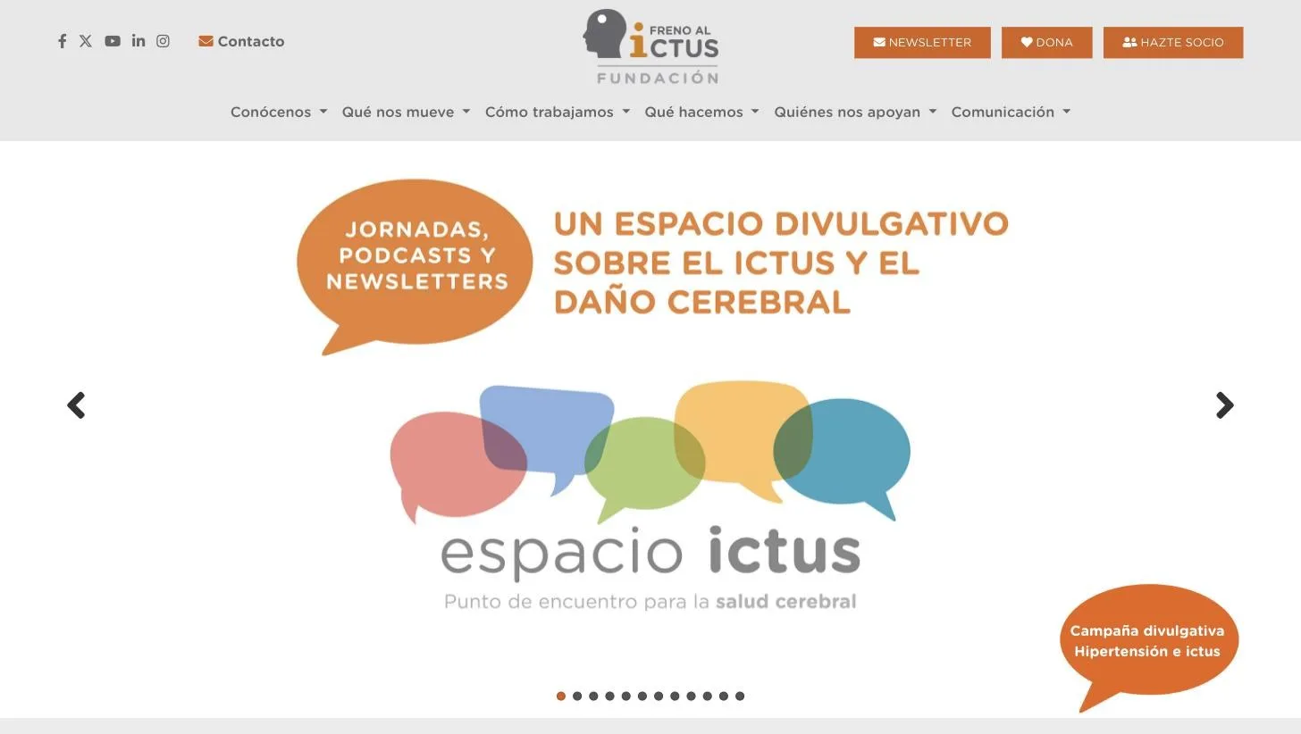 Portada de frenoalictus.org con carrusel de campañas