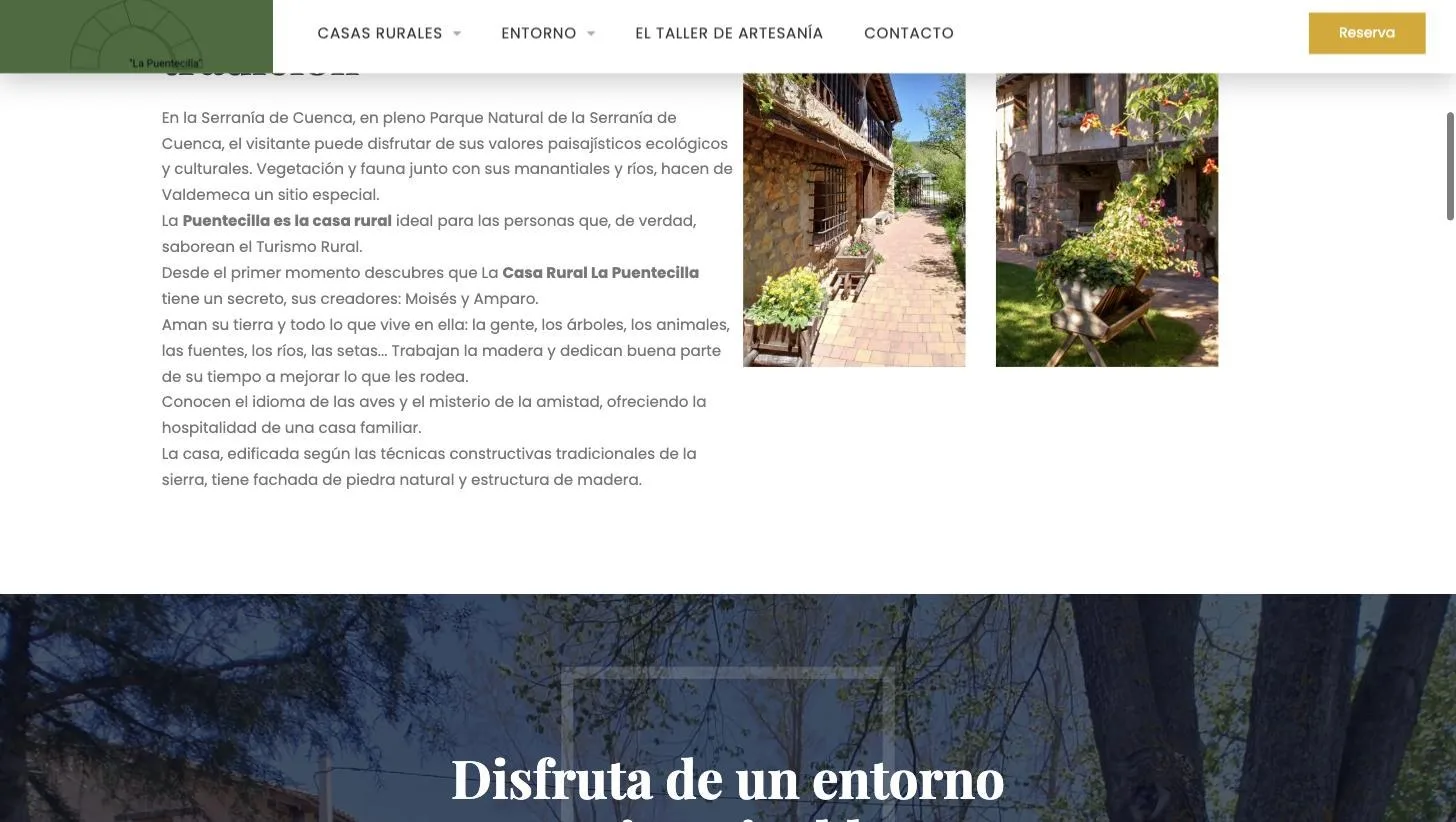 Bloque «Confort, belleza, silencio, tradición» con la historia de la casa