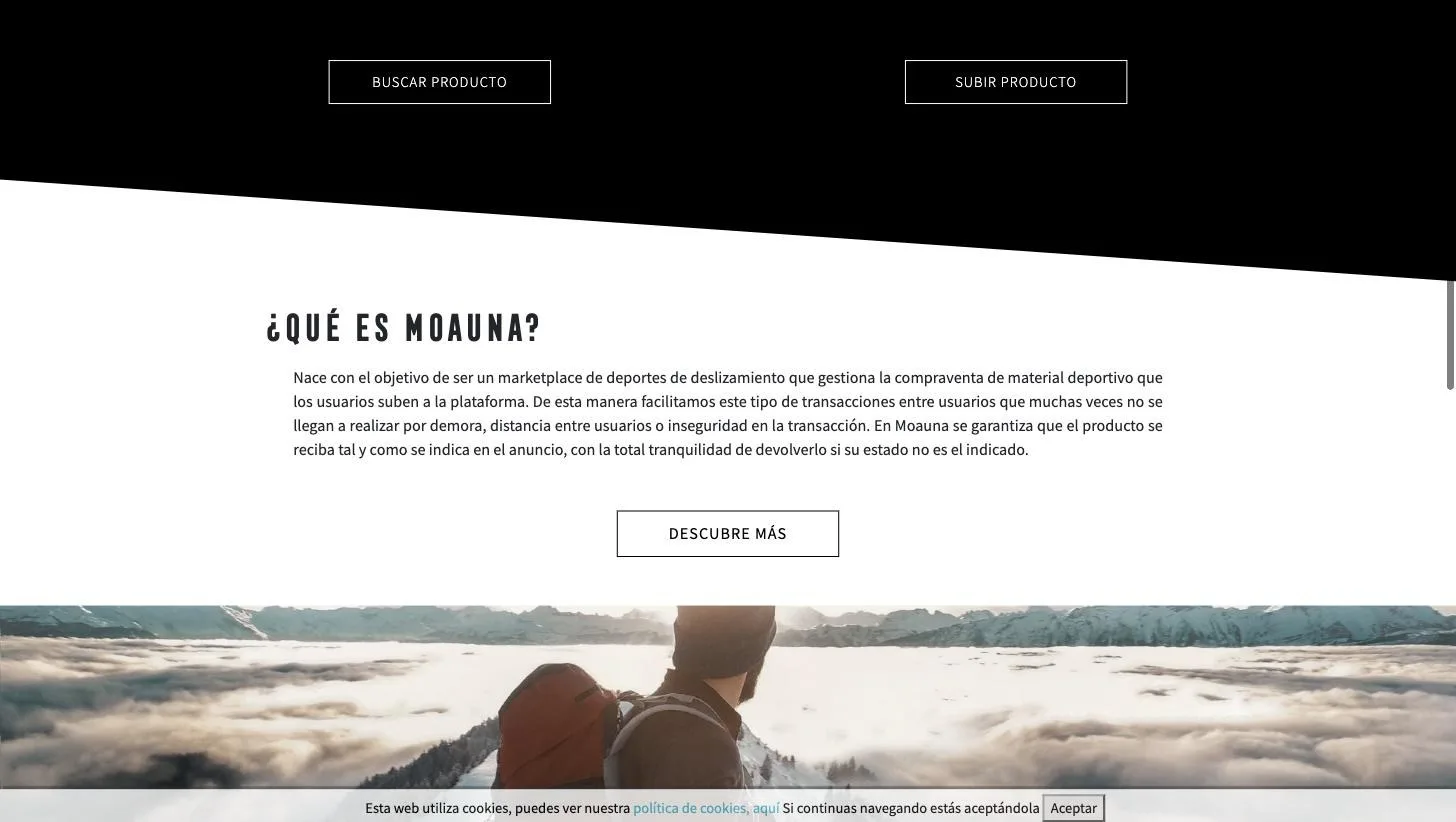 Explicación del marketplace y accesos a buscar y subir producto