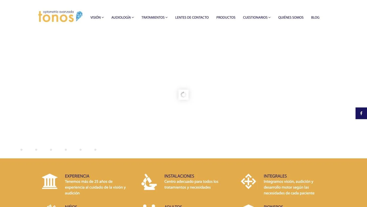 Portada de opticatonos.com con los bloques de diferenciación