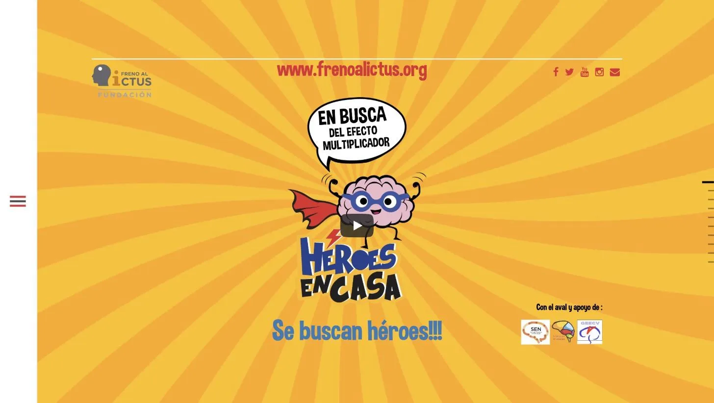 Portada de heroesencasa.org con la mascota y los avales científicos