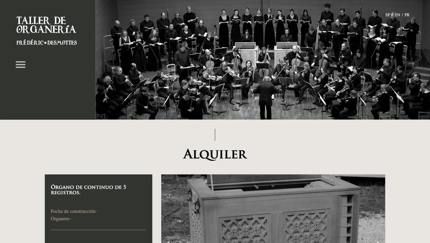 Fichas de órganos de continuo disponibles para alquiler