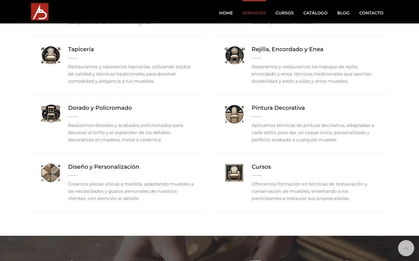 Rejilla de servicios: tapicería, rejilla, dorado, pintura decorativa, cursos