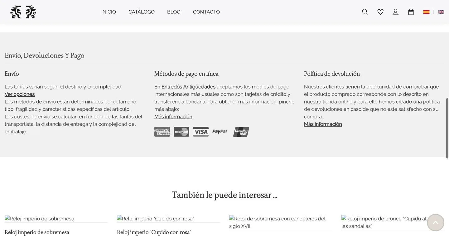 Bloque fijo de la ficha con los cinco medios de pago, UnionPay incluido