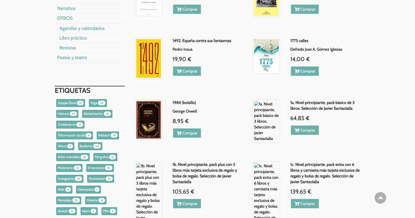 Nube de etiquetas con el número de títulos de cada una