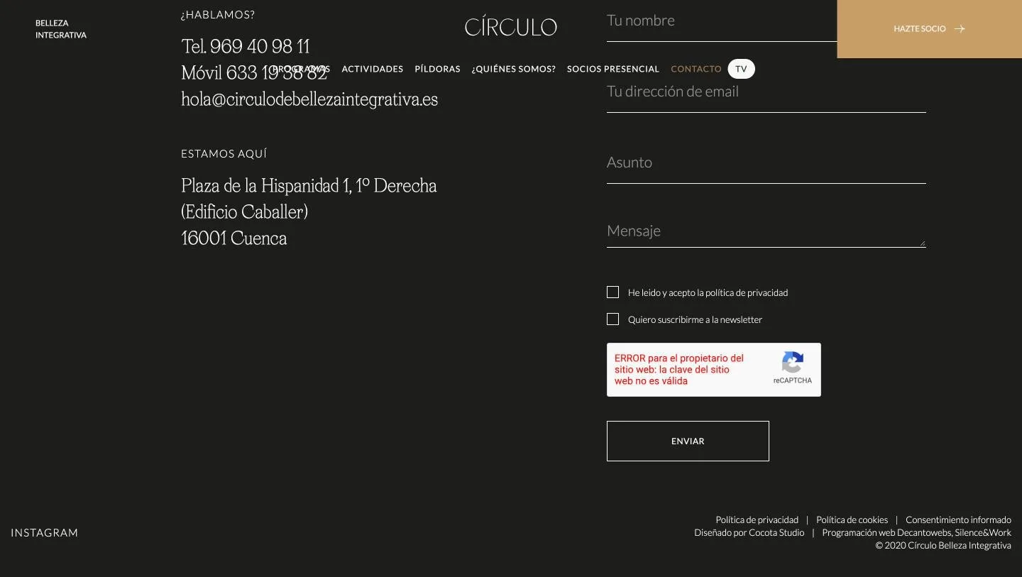 Formulario y datos, con la cabecera superpuesta al contenido
