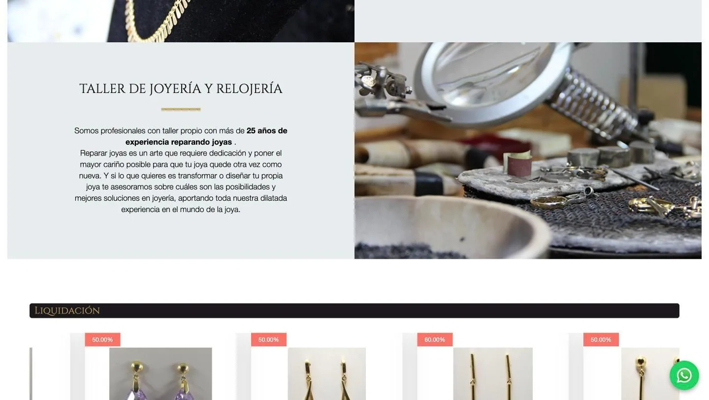 Taller propio de joyería y relojería, y carrusel de liquidación