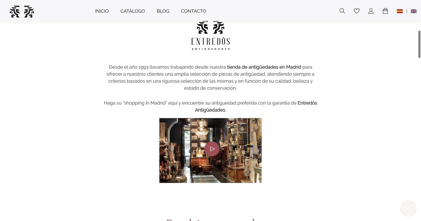 Logotipo, texto «Desde el año 1993» y vídeo del interior del establecimiento