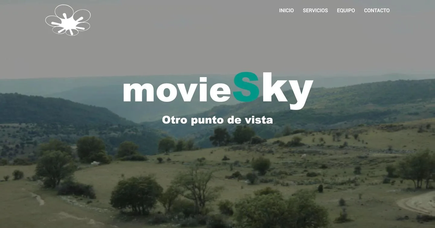 Portada de MovieSky con vídeo aéreo de fondo y el reclamo «Otro punto de vista»