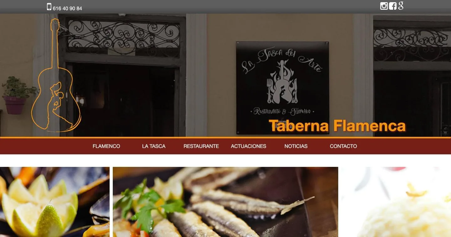 Página del restaurante con la selección de producto