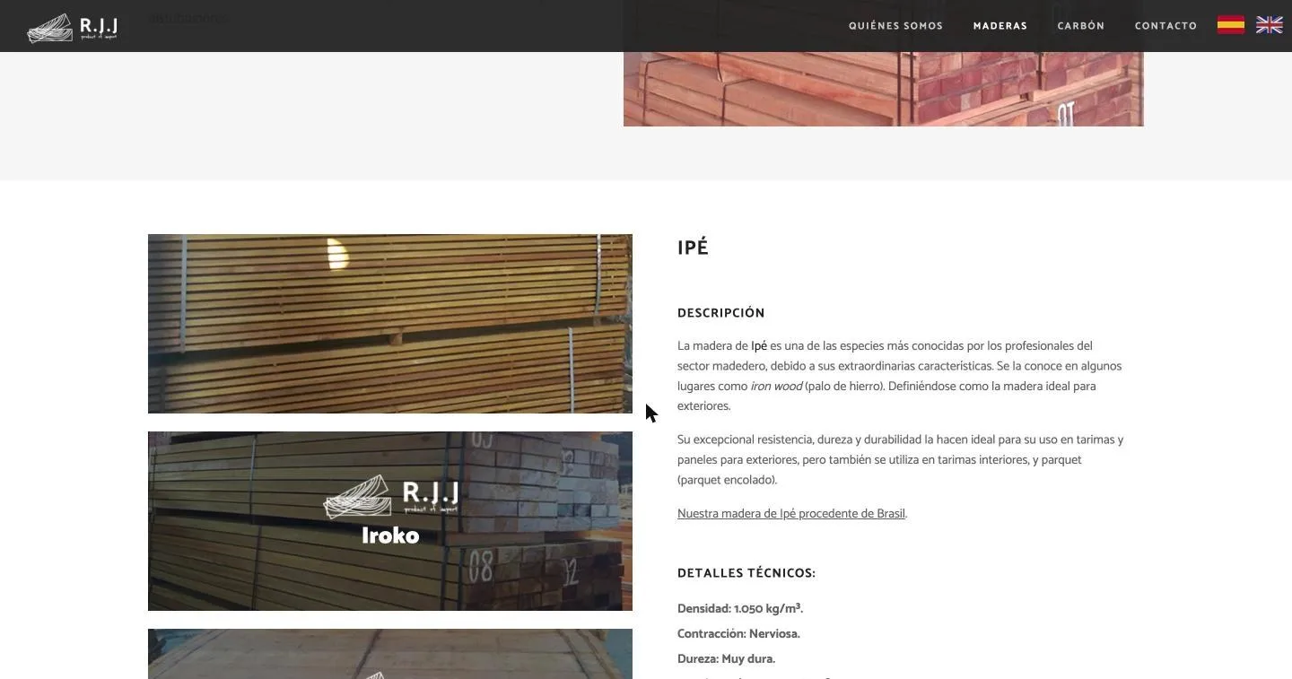 Ficha del ipé con descripción de uso y detalles técnicos