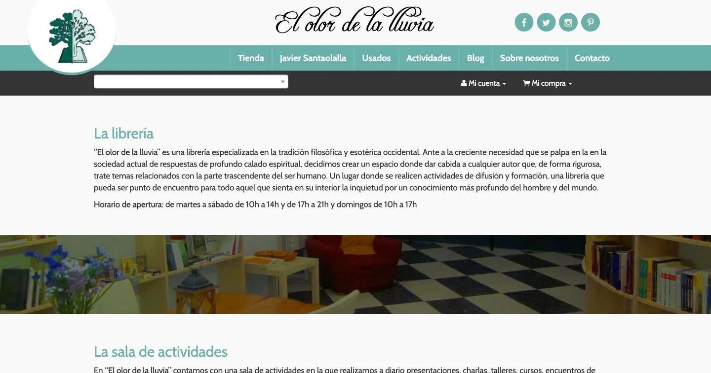 Presentación de la librería, horario de apertura y sala de actividades