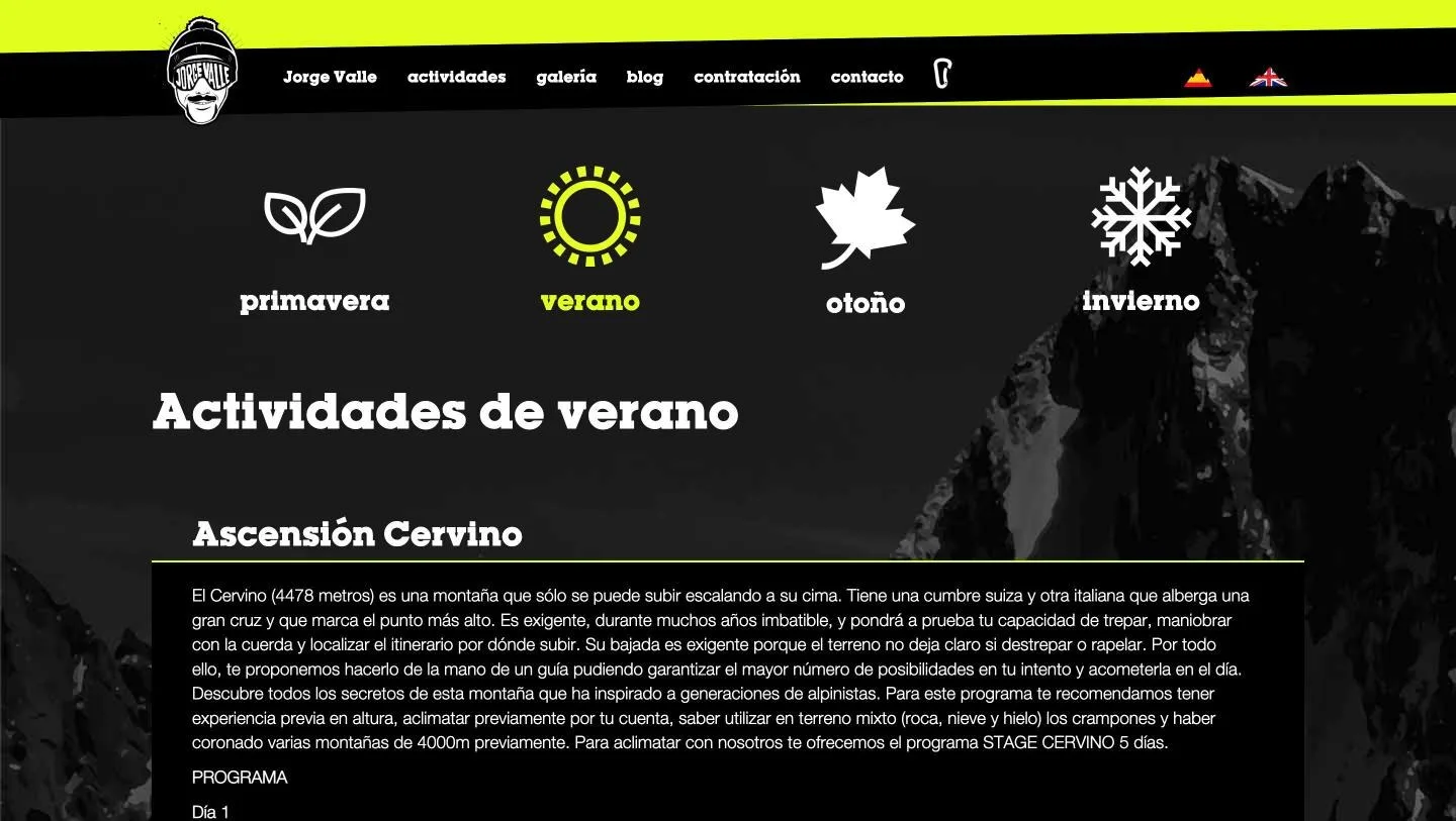 Ficha de la Ascensión al Cervino con descripción y programa