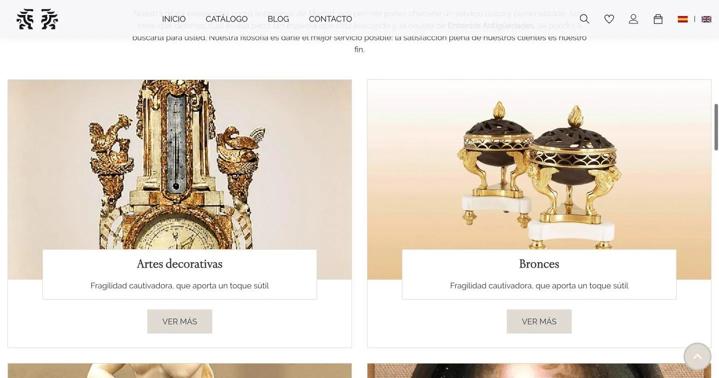 Tarjetas de Artes decorativas y Bronces con la misma descripción repetida