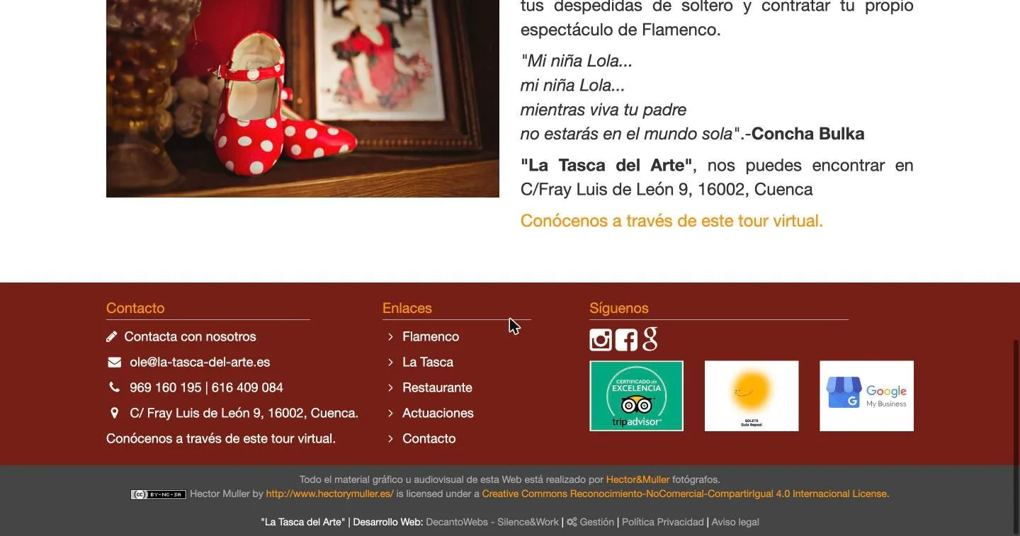 Pie con TripAdvisor, Solete Guía Repsol y Google My Business