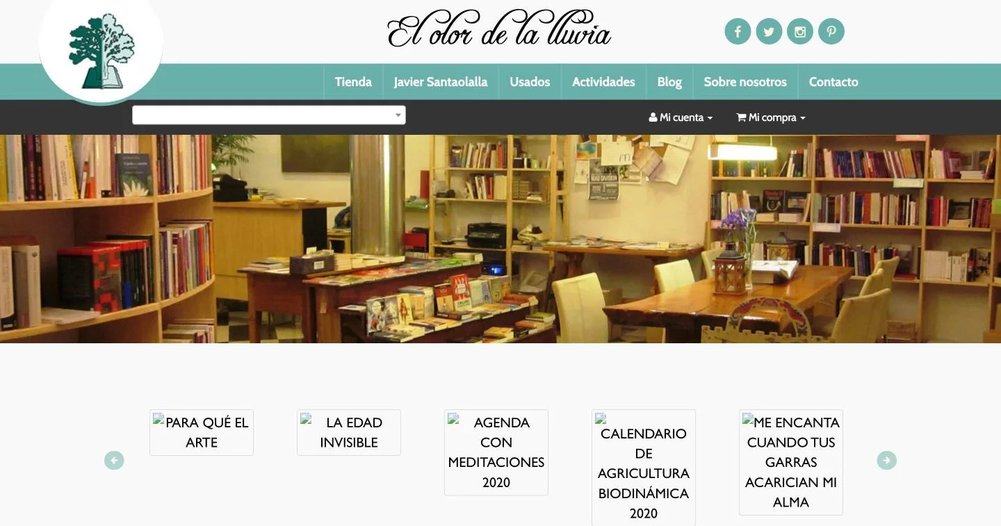 Menú principal con el desplegable vacío de la barra oscura, entre el buscador y «Mi cuenta»