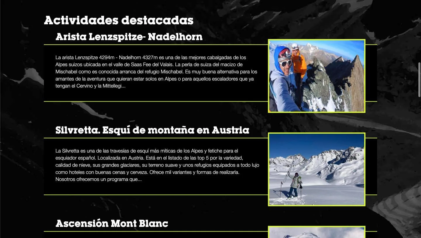 Listado de programas destacados con entradilla y fotografía