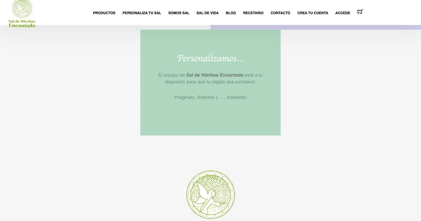 La página de la línea de personalización termina sin formulario ni llamada a la acción