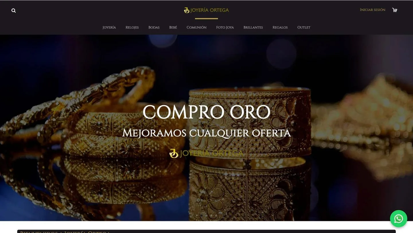 Carrusel de portada de Joyería Ortega con el reclamo «Compro oro»