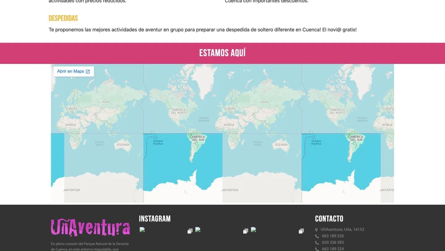 El mapa de localización mostrando el mundo entero en lugar de Uña