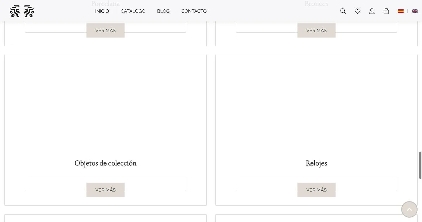 El mosaico se repite sin ninguna imagen de fondo: cajas blancas con el nombre y «Ver más»