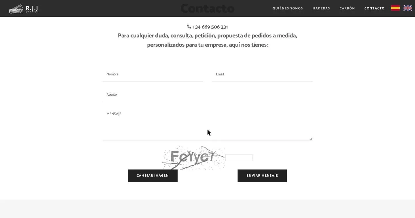 Formulario de contacto con captcha de imagen propio