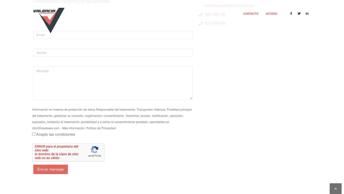 Formulario de contacto con consentimiento RGPD y reCAPTCHA