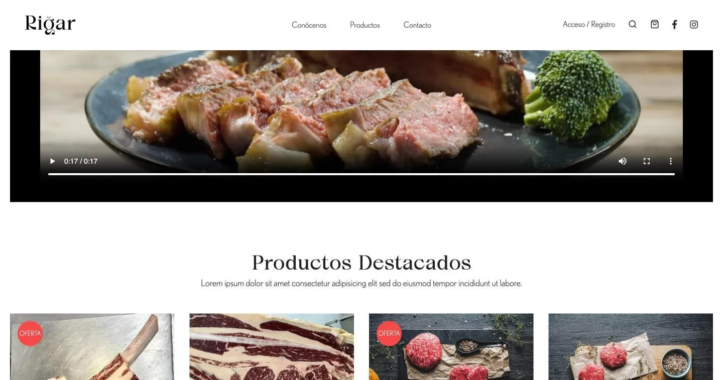El subtítulo del bloque de producto de la portada es texto Lorem ipsum