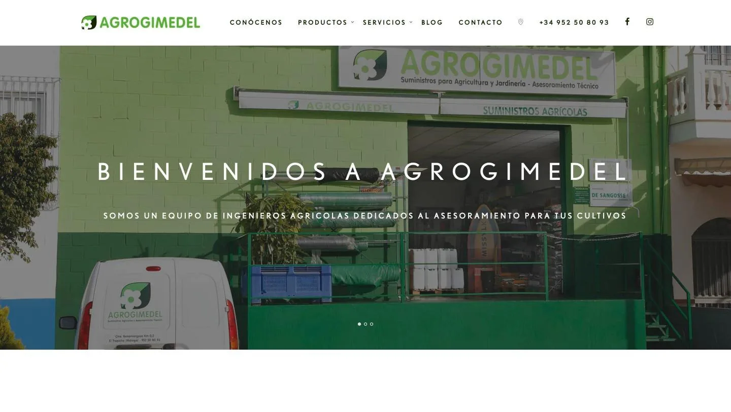 Carrusel de portada con la fachada de la tienda y el reclamo de asesoramiento