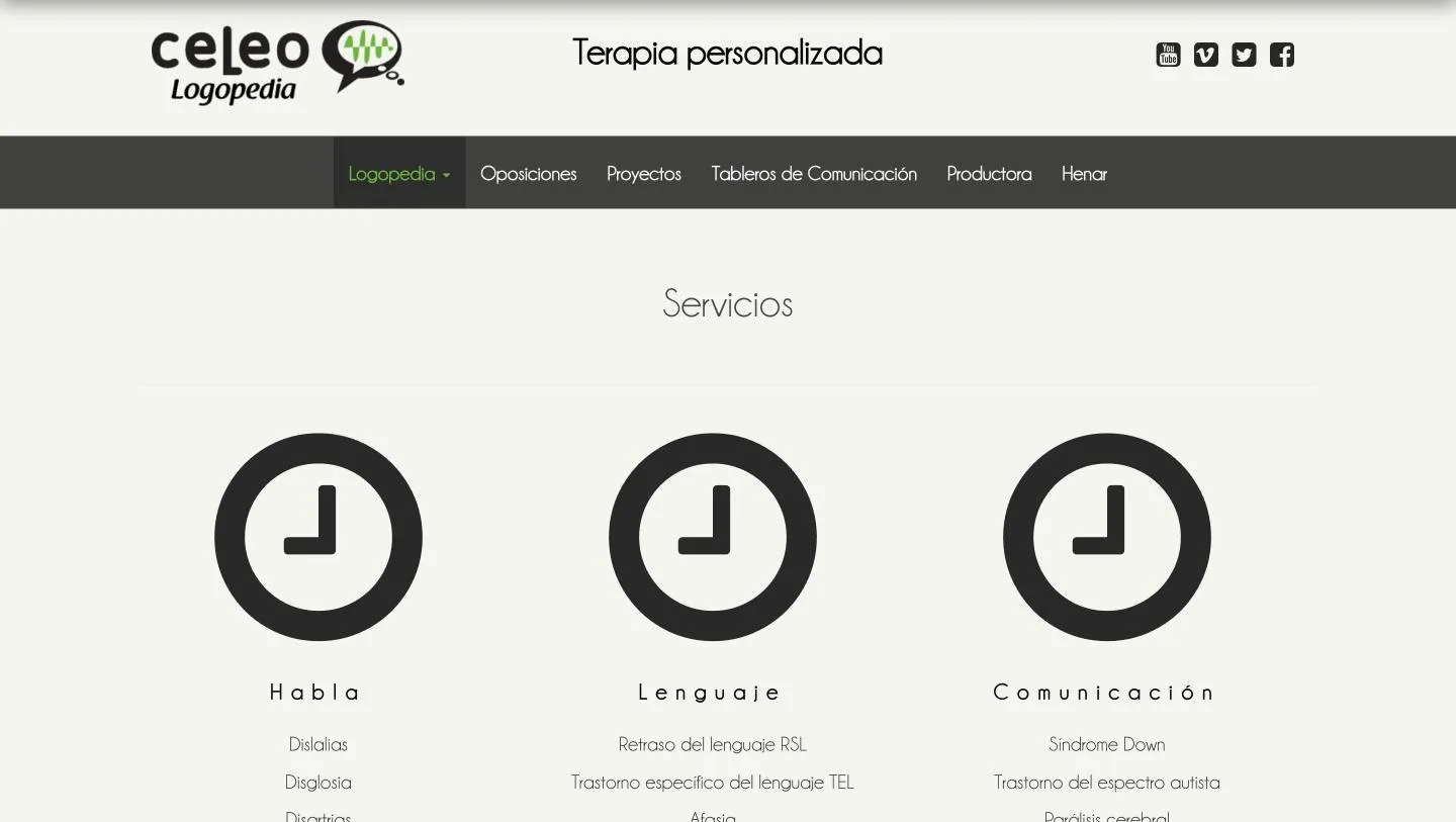 Áreas clínicas con las patologías tratadas en cada una