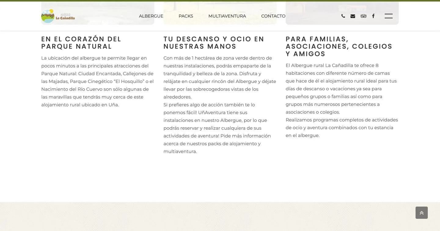 Ubicación en el Parque Natural, zona verde propia y capacidad para grupos