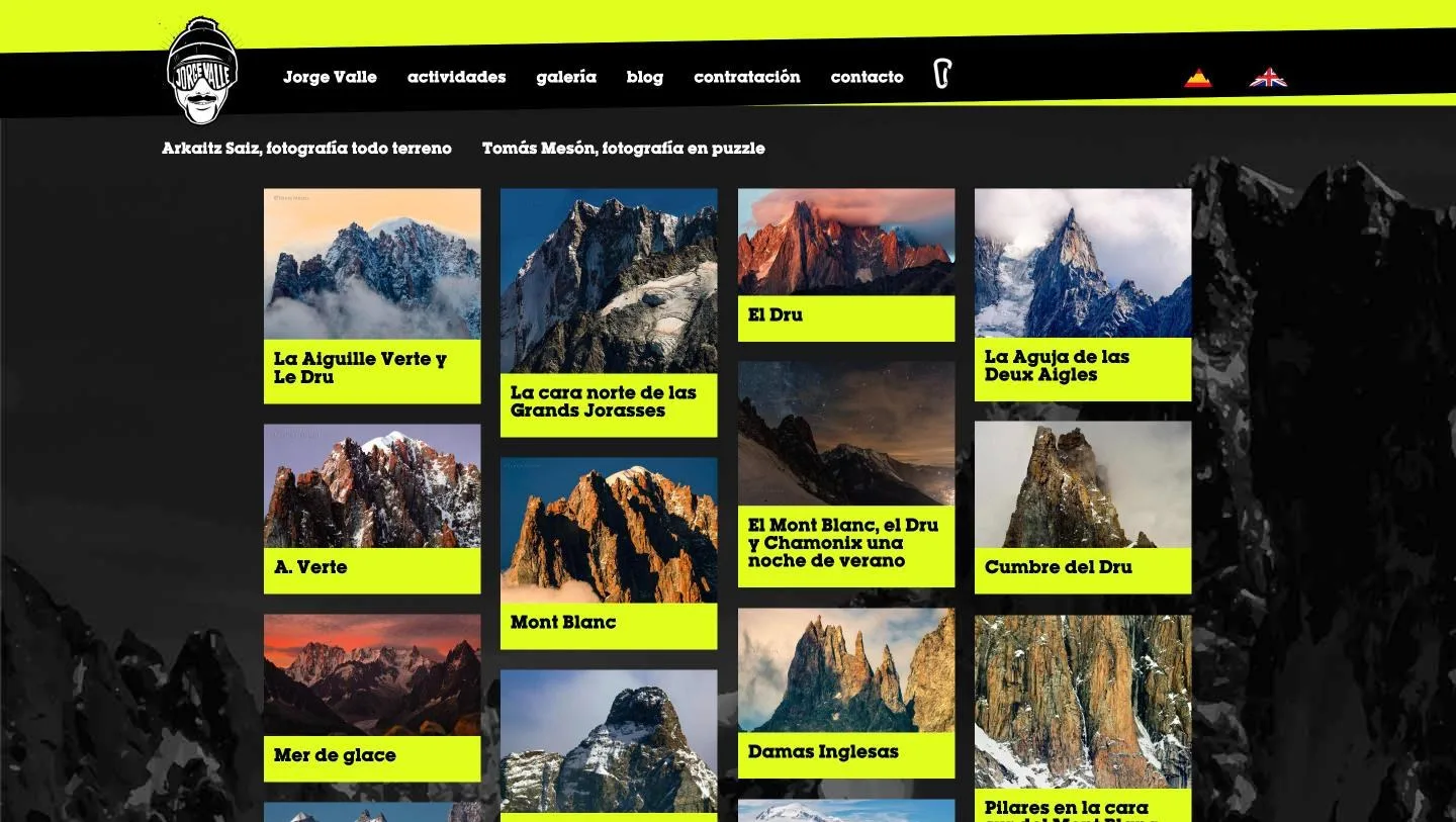 Mosaico de fotografía de montaña del propio guía, con las obras tituladas