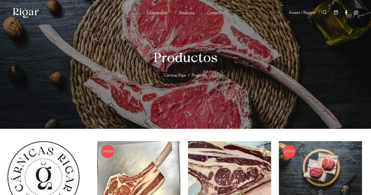 Cabecera de la tienda con la fotografía de los dos tomahawk