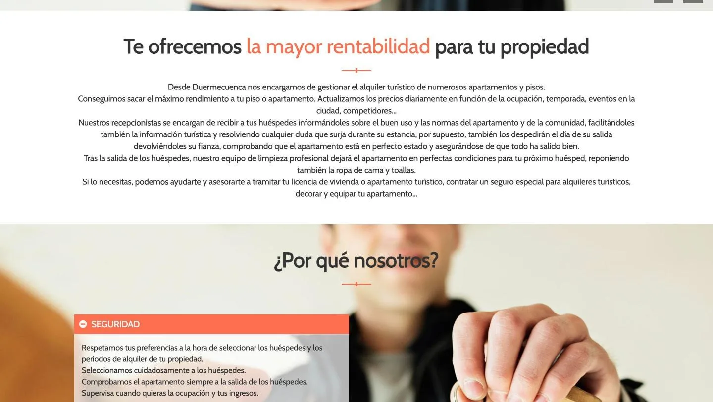 El argumento comercial completo y la entrada al acordeón «¿Por qué nosotros?»