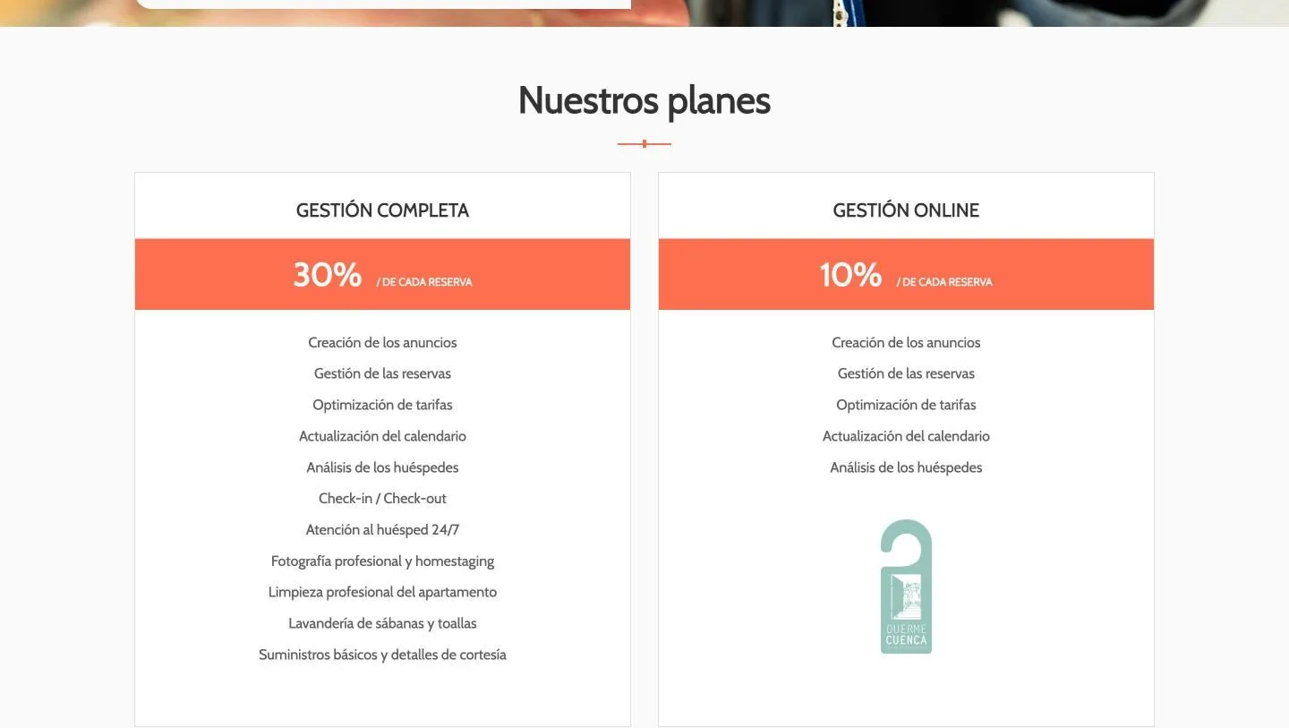 Gestión completa al 30 % y gestión online al 10 %, con lo que incluye cada una