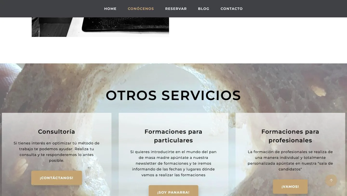 Consultoría y las dos vías de formación, con el texto blanco sobre miga clara